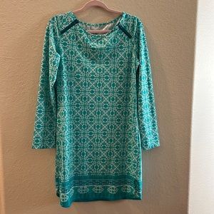 Womens Cabana Life Large pullover dress/cover up.  SPF turquoise & white